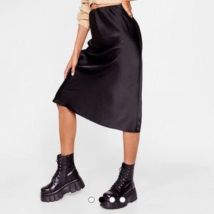 Nasty Gal ‘Just My Type’ satin midi skirt